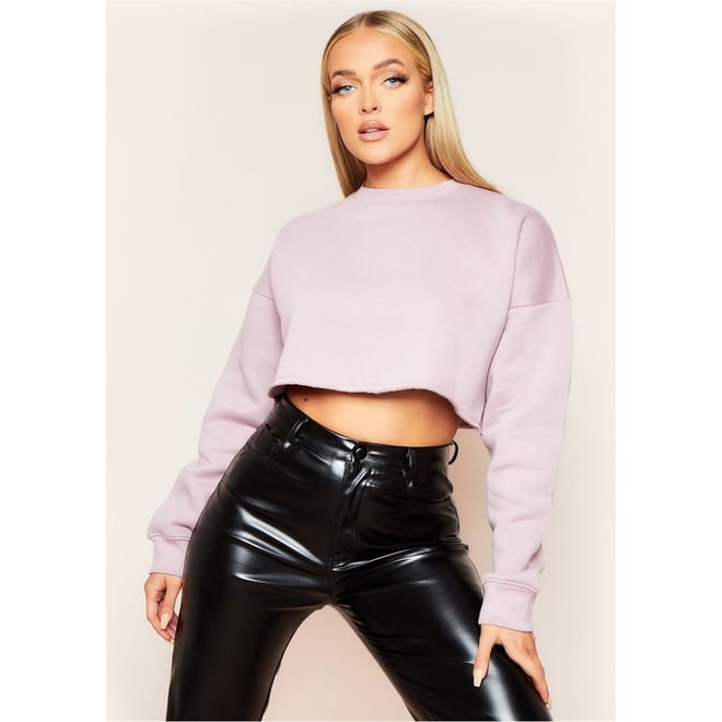 Hem Crew Neck Cropped Sweater