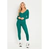 Long Sleeve Plunge Jumpsuit