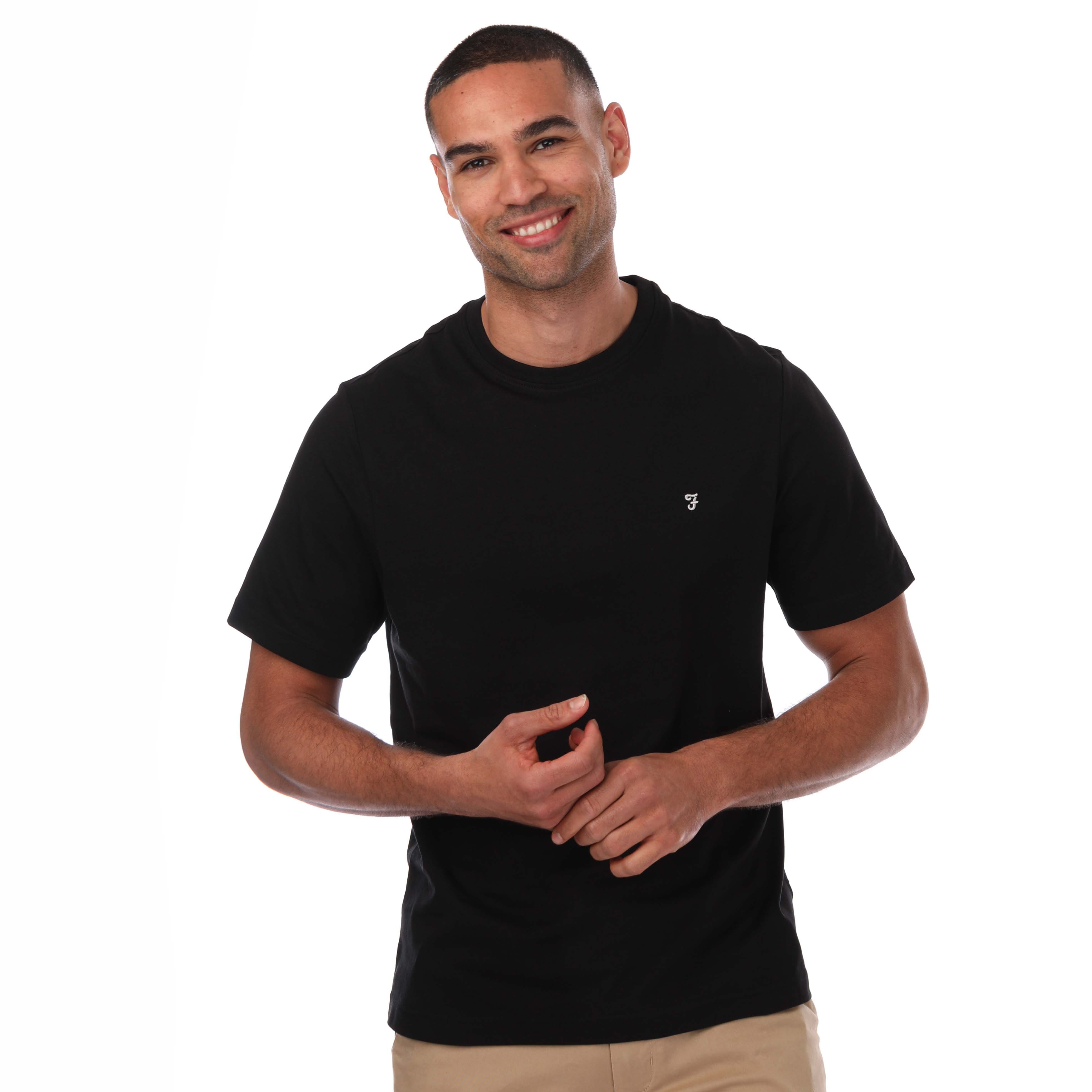 Farah Men's Mens Eddie Crew T-Shirt - Black - Size: 38/Regular