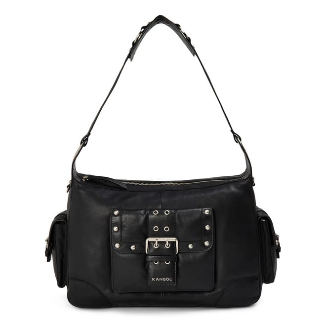 Studded Hobo Handbag with Metal Logo