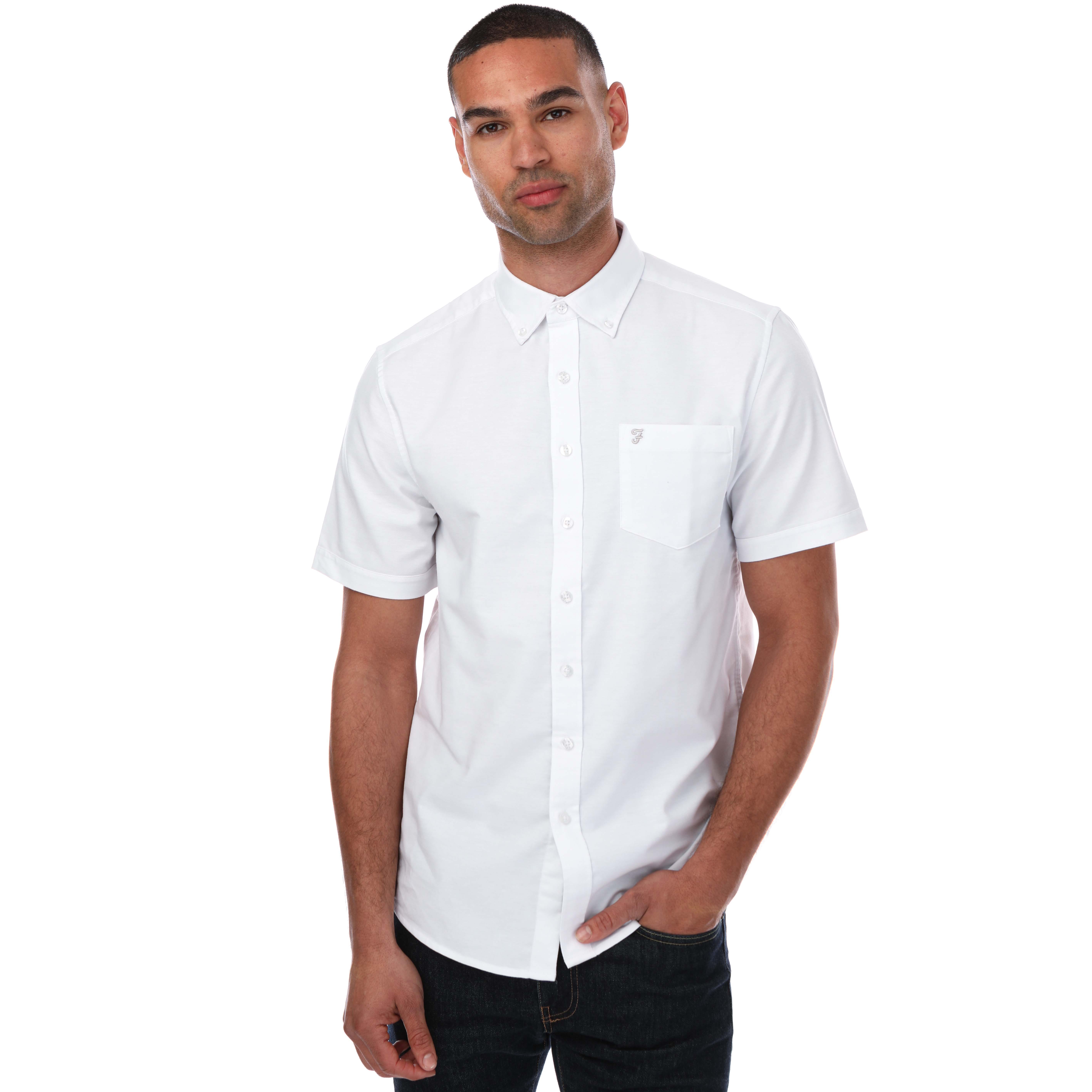 Farah Men's Mens Drayton Short Sleeve Shirt - White - Size: Regular/36