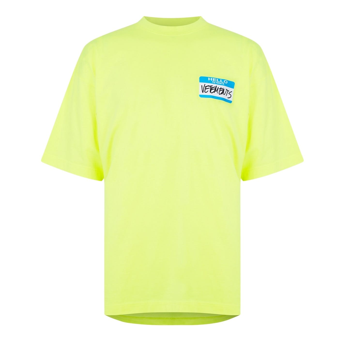 関税込【VETEMENTS】Name Badge T-Shirt Yellow Vetements Yellow 'My Name Is Vetements' T-Shirt - T-Shirts