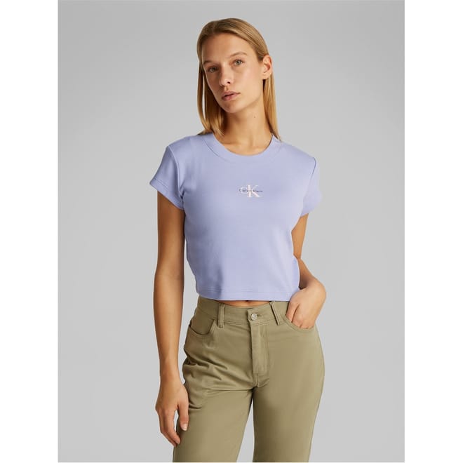 Cropped Slim Fit Crew Neck T-Shirt