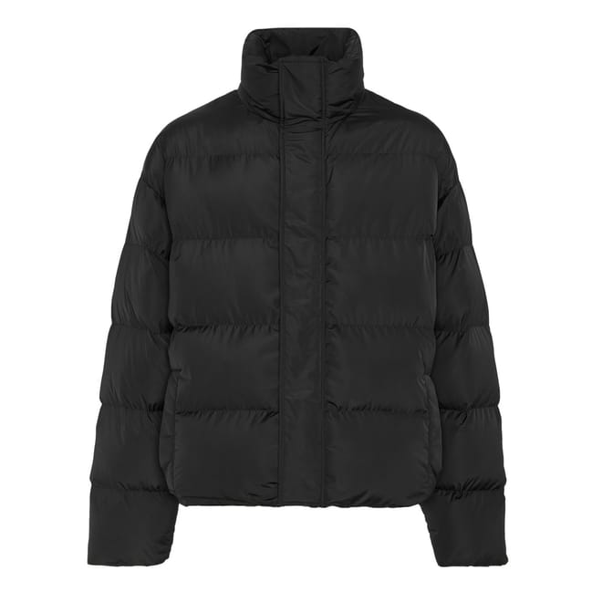 Solid Patterned High Neck Puffer Jacket with Logo