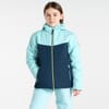 Color Block Hooded Zipped Pocket Ski Jacket