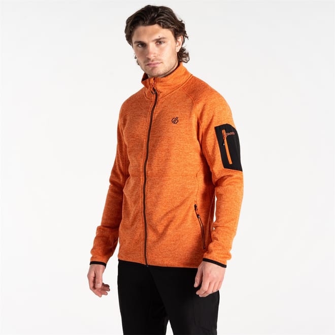 Heathered Mock Neck Ribbed Cuff Fleece Jacket