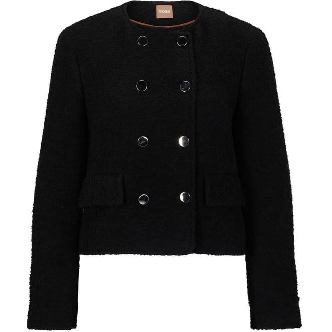 Textured Jacket with Button Plaquette