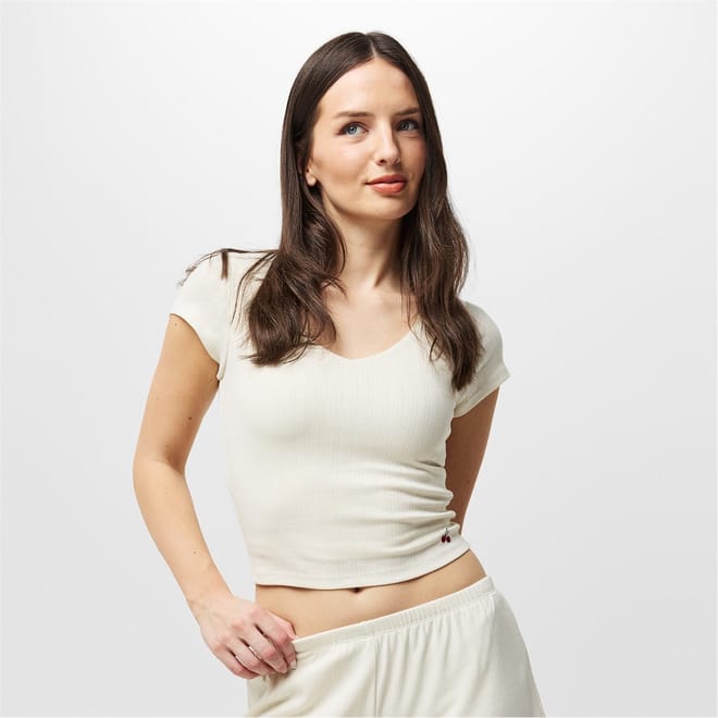Cropped V-Neck Slim Fit T-Shirt