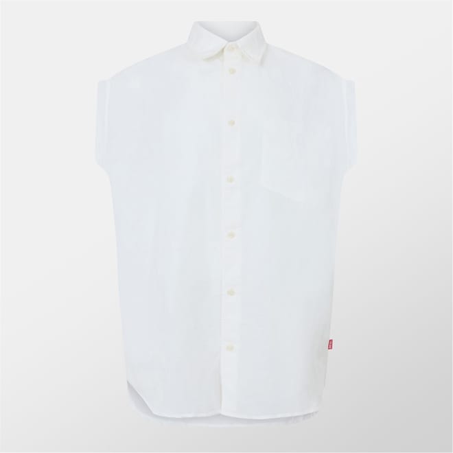 Relaxed Fit Sleeveless Collared Shirt
