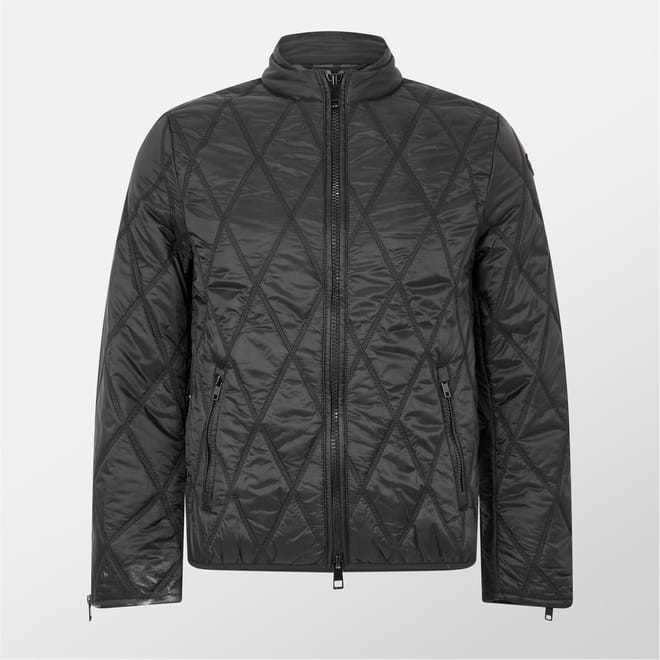 Mock Neck Zip-up Quilted Bomber Jacket