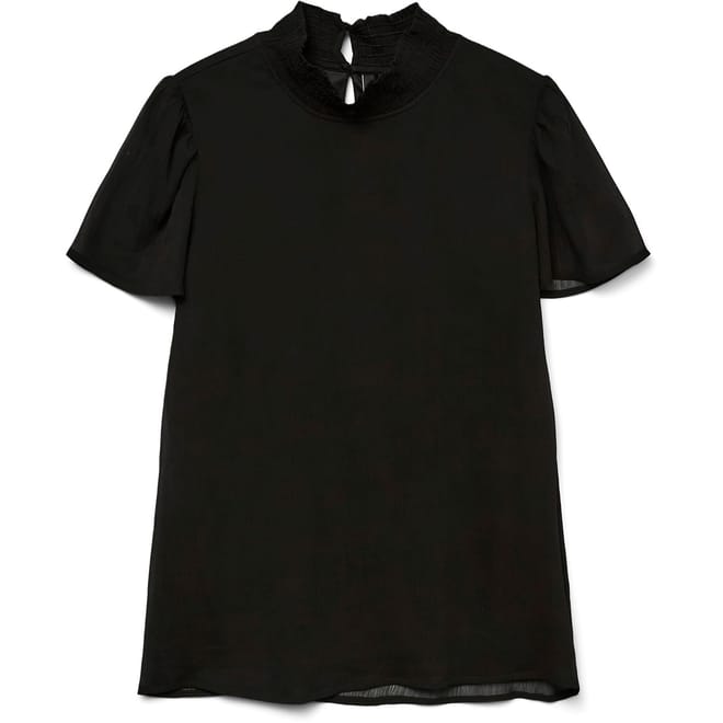 High Neck Relaxed Fit Long Sleeve Blouse