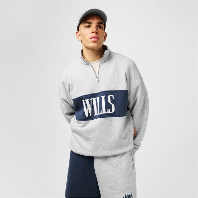 Logo Print Zip Neck Regular Fit Sweatshirt