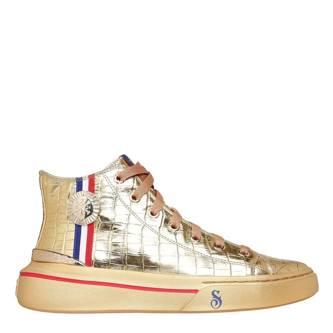 Snake Skin Textured Hi Top Canvas Sneakers