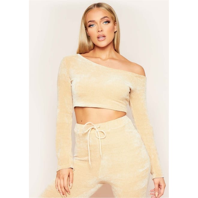 Off Shoulder Cropped Jumper