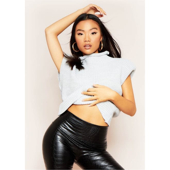 Pad High Neck Knitted Top