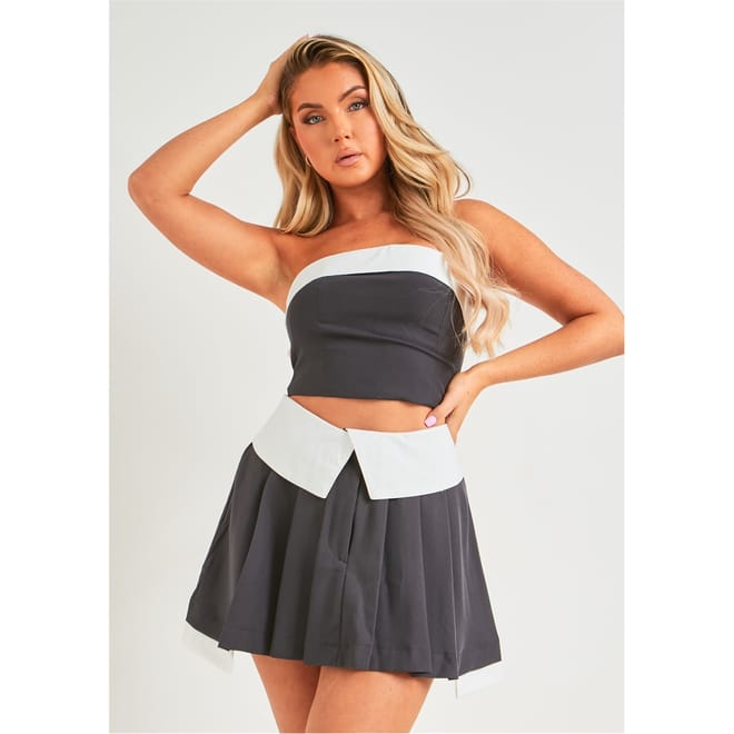Over Pleated Mini Skirt