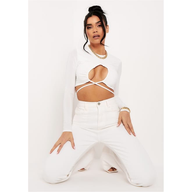 Ruched Front Tie Waist Crop Top