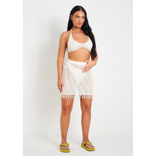 Crochet Tassle Hem Mini Skirt