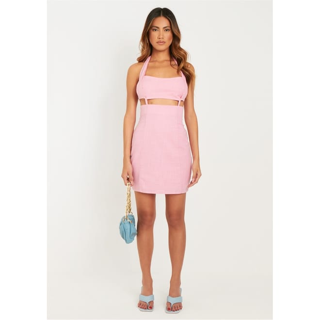Halter Neck Cut Out Mini Dress