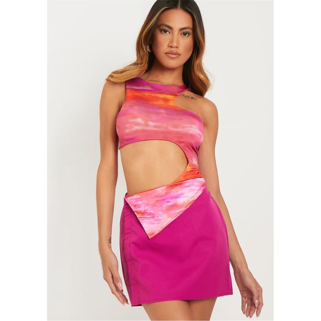 Satin Low Waist Mini Skirt