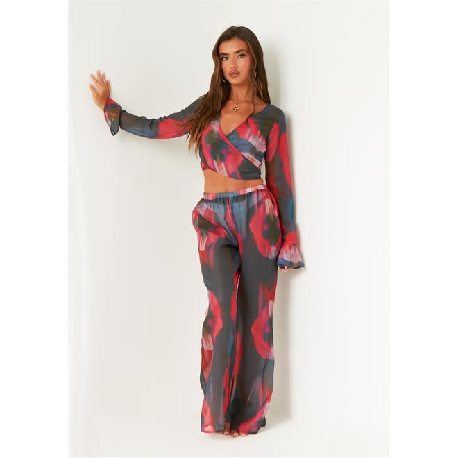 Blurred Sheer Wide Leg Trousers