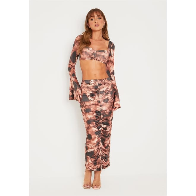 Ruched Slinky Midaxi Skirt