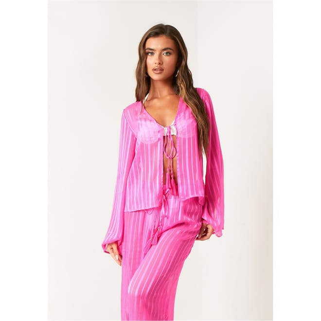 Stripe Beach Cover Up Shirt