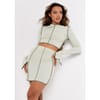 Stitch Slit Sleeve Ribbed Crop Top