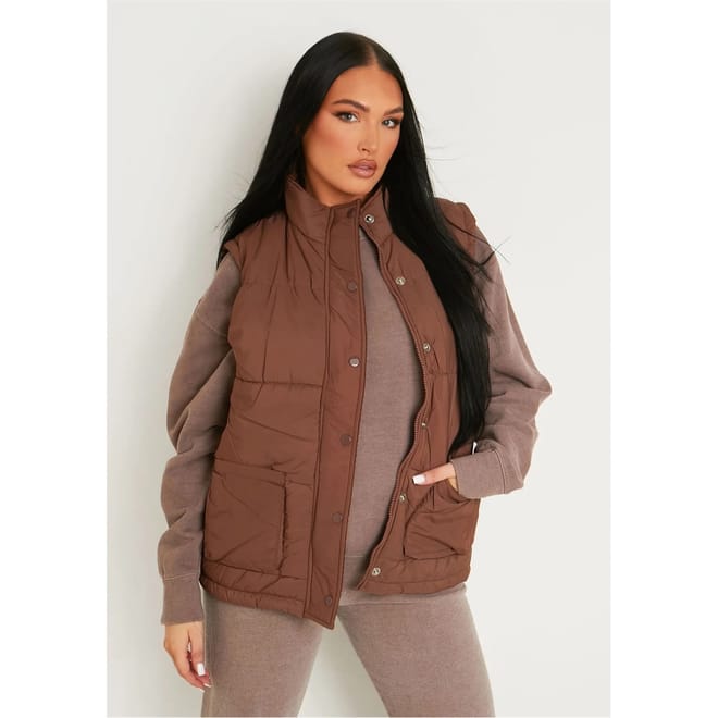 Detail Sleeveless Padded Gilet