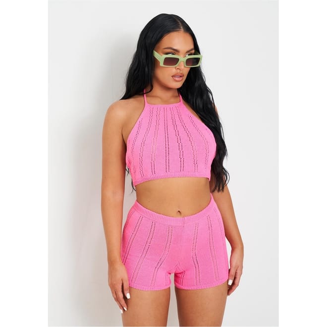 Detail Knit Halter Neck Top