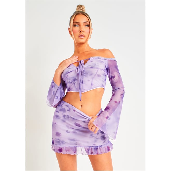 Floral Mesh Halter Neck Top