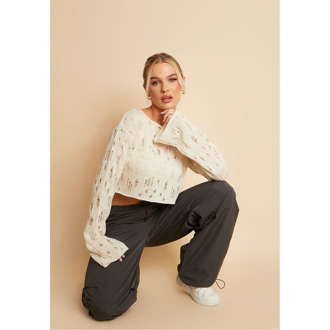 Distressed Effect Cropped Jumper