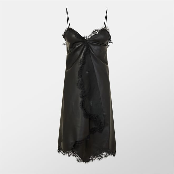 Leather Spaghetti Strap Midi Slip Dress