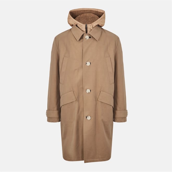 Hooded Relaxed Fit Formal Coat