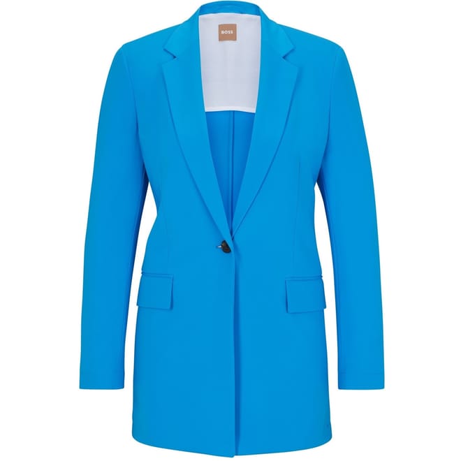 Solid Patterned Single Button Lapel Collared Blazer