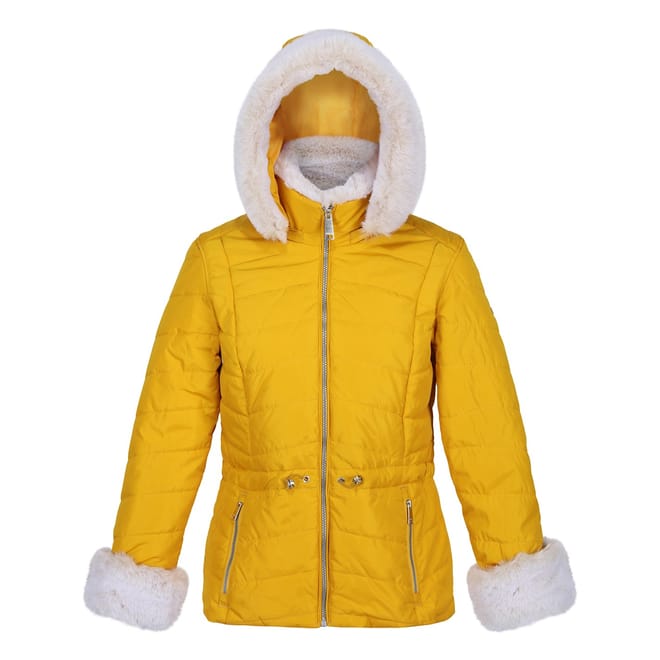Willabella Solid Patterned Hooded Ribbed Cuff Fur Trim Puffer Jacket