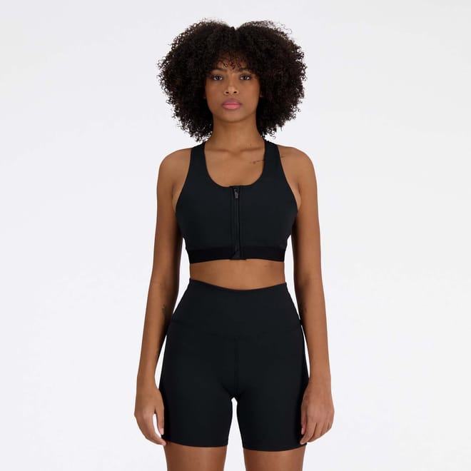 Sleek Medium Support Pocket Zip Front Sports Bra