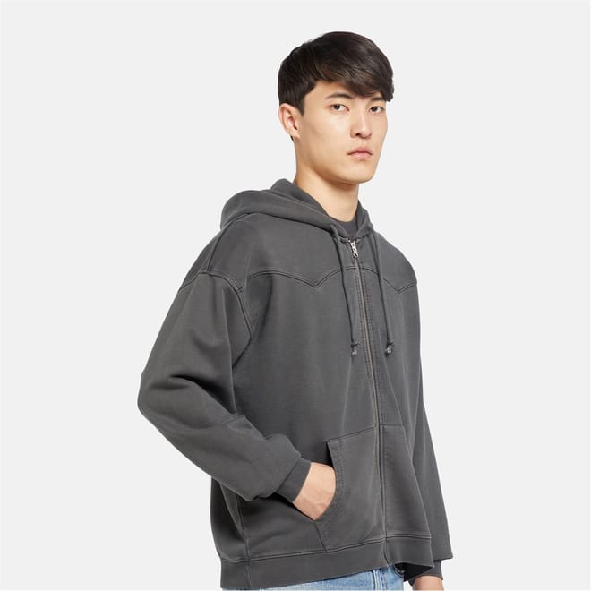 Lowell Hooded Relaxed Fit Ribbed Cuff Sweat Jacket