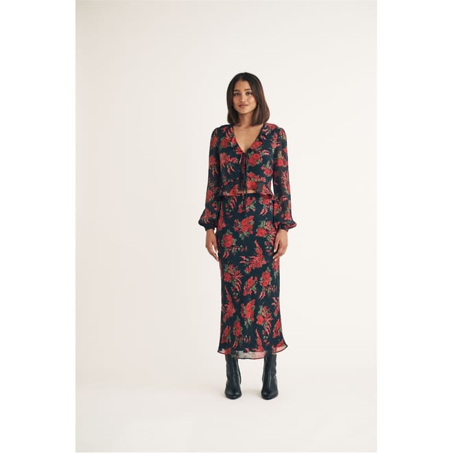 Lotus Floral Patterned Midi Skirt