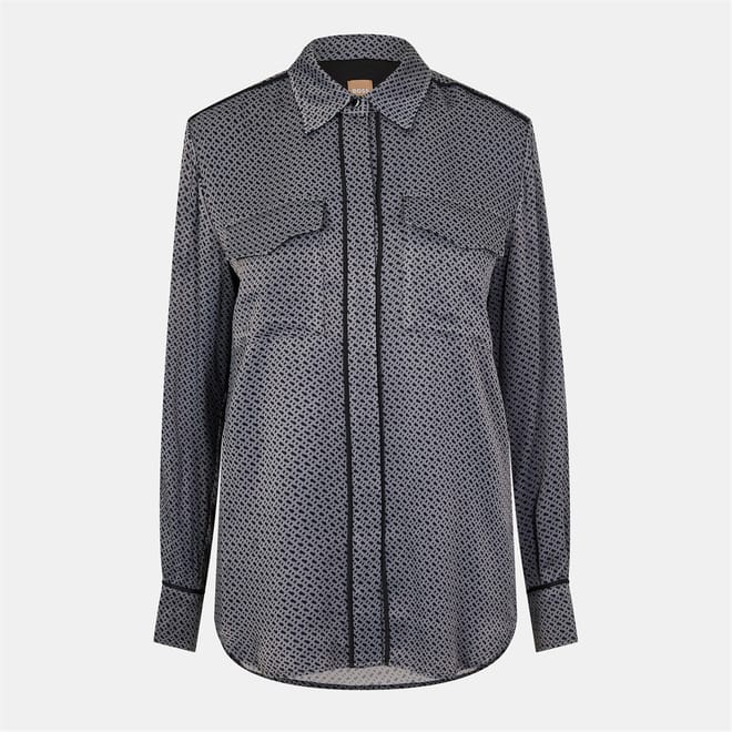 Regular Fit Cuff Sleeve Shirt Collar Blouse