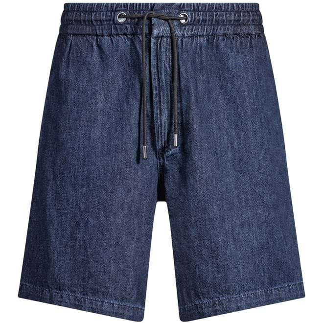 Denim Bermuda Shorts Solid Patterned