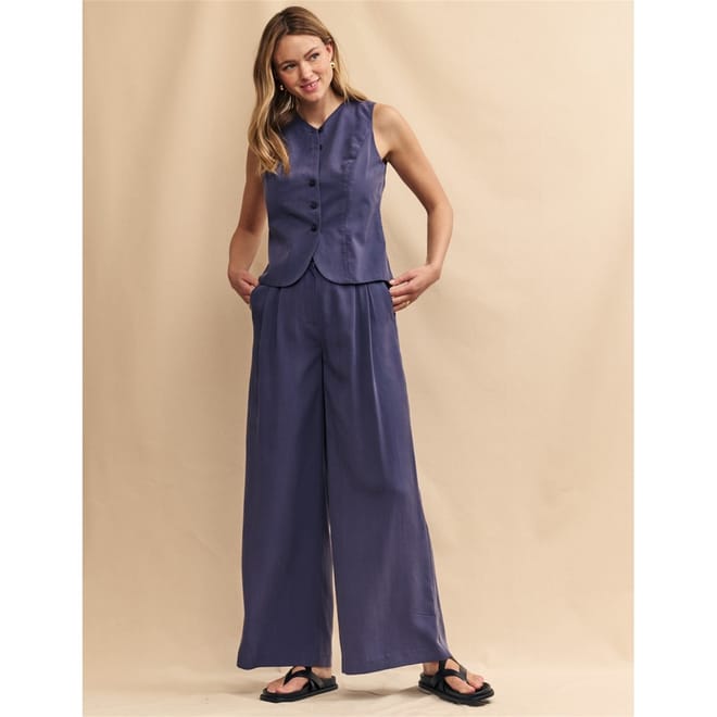 Solid Patterned Wide Leg Trousers