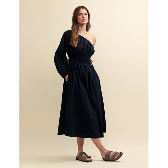 On Shoulder One Shoulder Midi Bodycon Dress