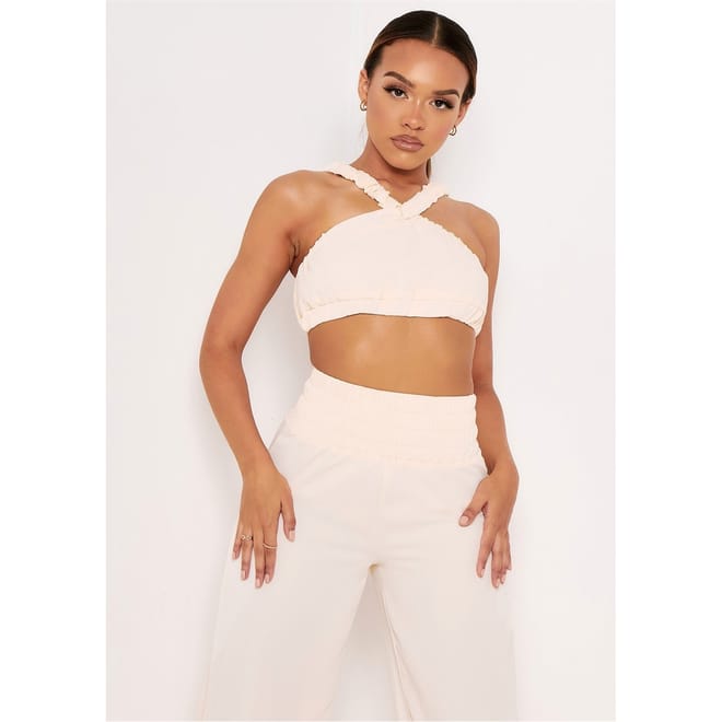 Strap Pleat Detail Crop Top