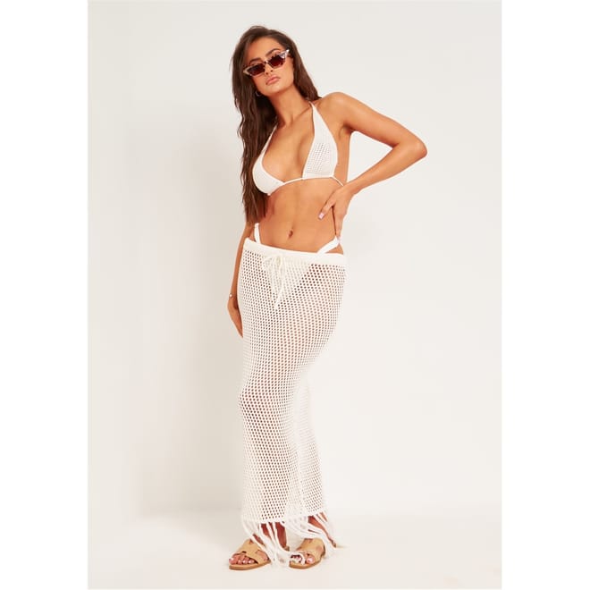 Tassel Hem Maxi Skirt