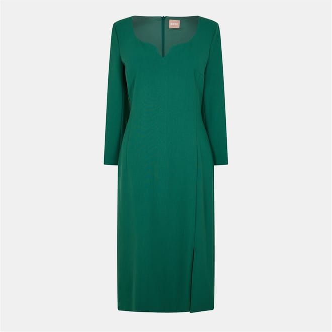 Dihera Notched Neck Midi Wrap Dress