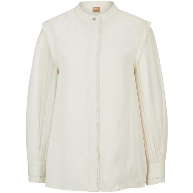 High Neck Relaxed Fit Long Sleeve Blouse