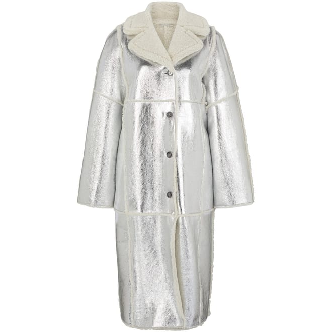 Metallic Longline Lambskin Overcoat