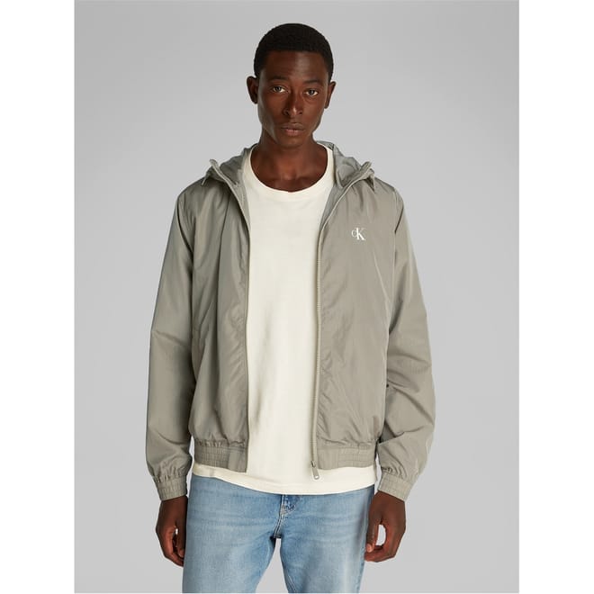 Hooded Windbreaker with Ribbed Cuff