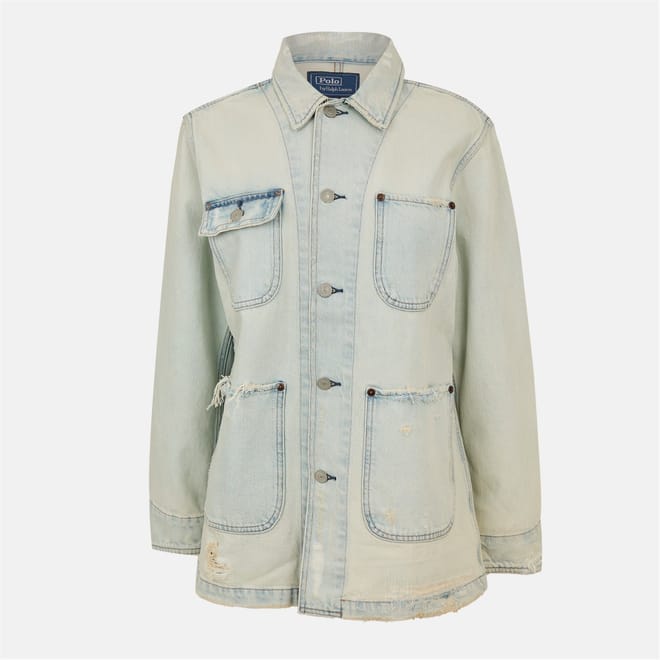 Polo Flag Solid Patterned Denim Jacket with Chest Pocket